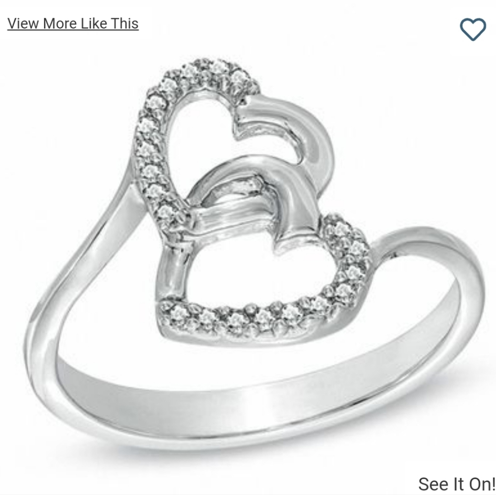 Diamond accent interlocking hearts ring